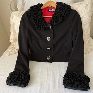 D&G Dolce & Gabbana Black Jacket with Ruffle Details